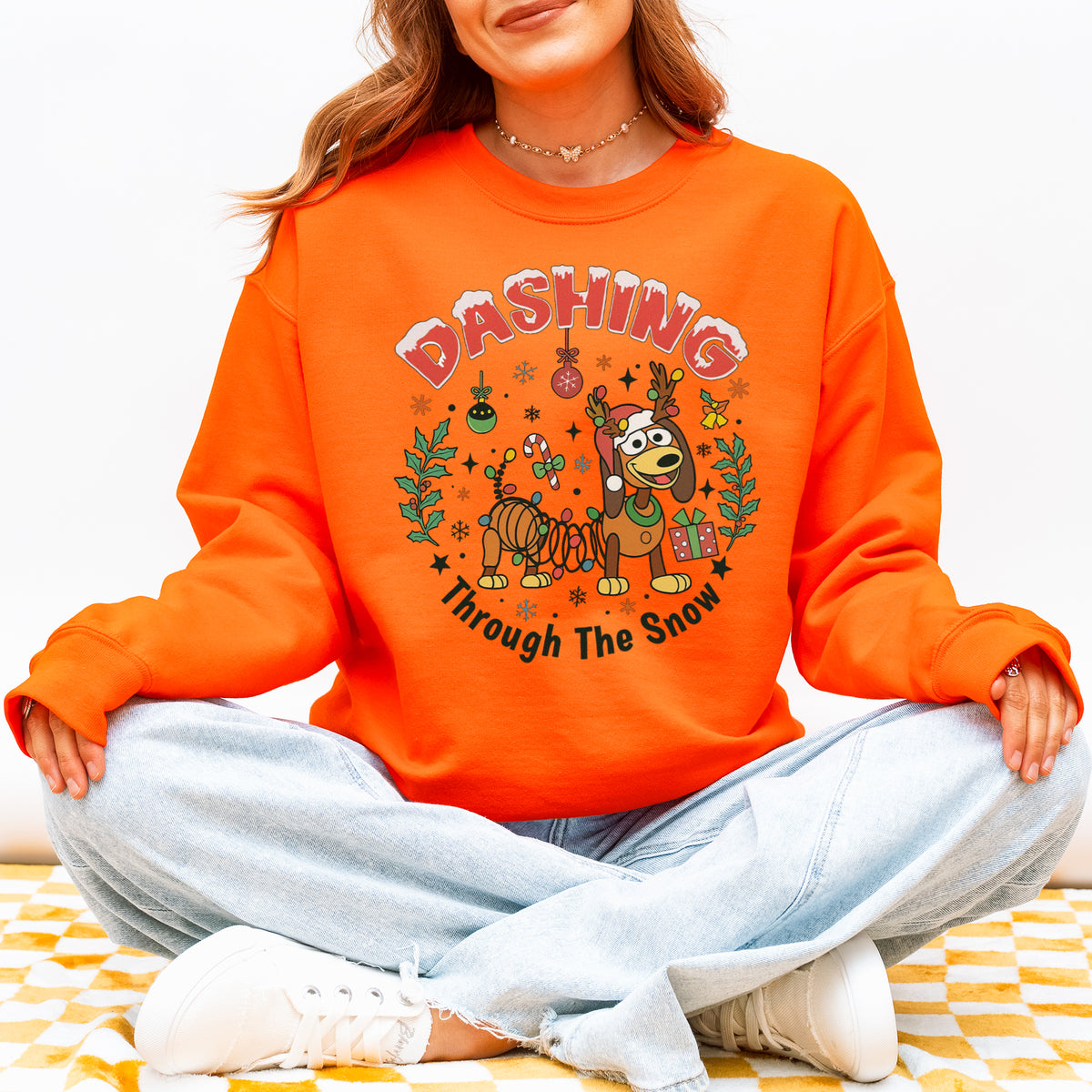 Dashing Through The Snow Slinky Dog Christmas Sweatshirt
