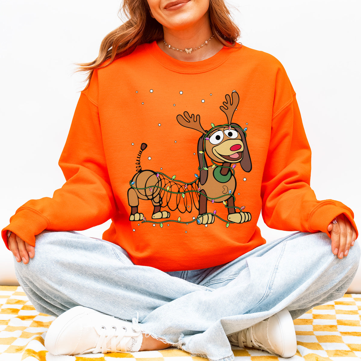 Reindeer Lights Dachshund Christmas Sweatshirt – String Lights Pup