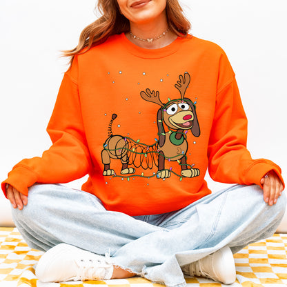 Reindeer Lights Dachshund Christmas Sweatshirt – String Lights Pup