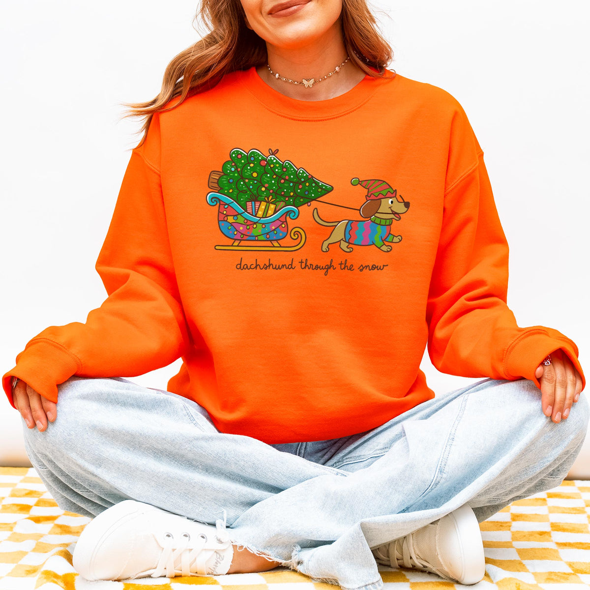 Dachshund Through the Snow Christmas Sweatshirt – Tree Sleigh