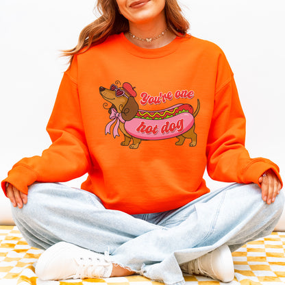 You Are One Hot Dog Dachshund Valentine Sweatshirt