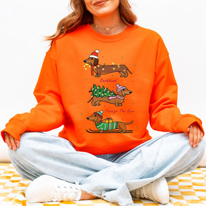Dachshund Through the Snow Christmas Sweatshirt – Three Dachshunds