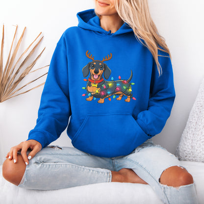 Reindeer Lights Dachshund Christmas Hoodie
