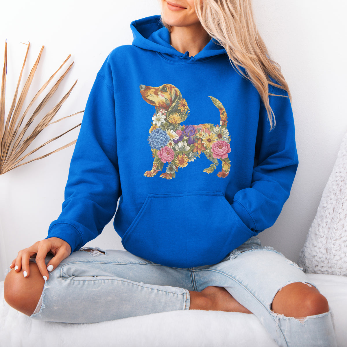 Floral Dachshund Hoodie – Cute Dachshund Lover Gift for Women