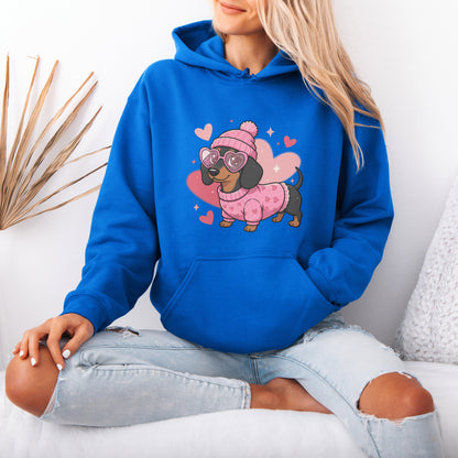 Cute Valentine Dachshund Dog Mom Hoodie