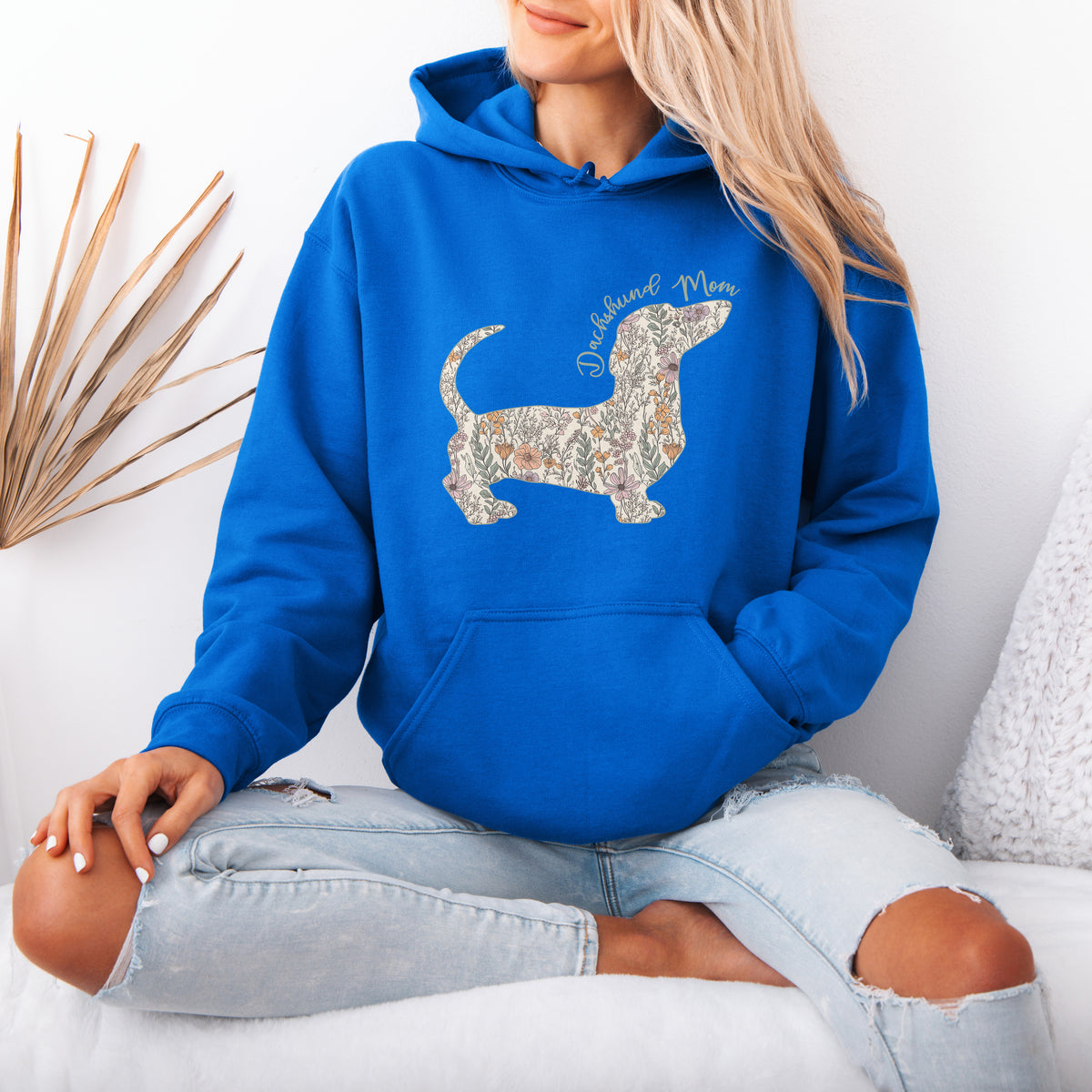 Personalized Dachshund Dog Mama Hoodie – Custom Floral Dog Mom