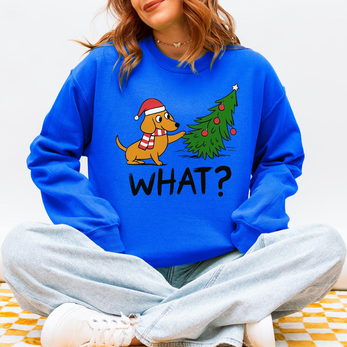 Funny What? Dachshund Christmas Sweatshirt