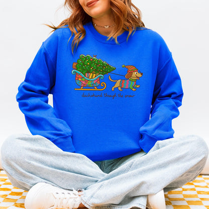 Dachshund Through the Snow Christmas Sweatshirt – Tree Sleigh