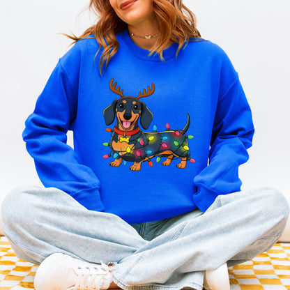 Reindeer Lights Dachshund Christmas Sweatshirt