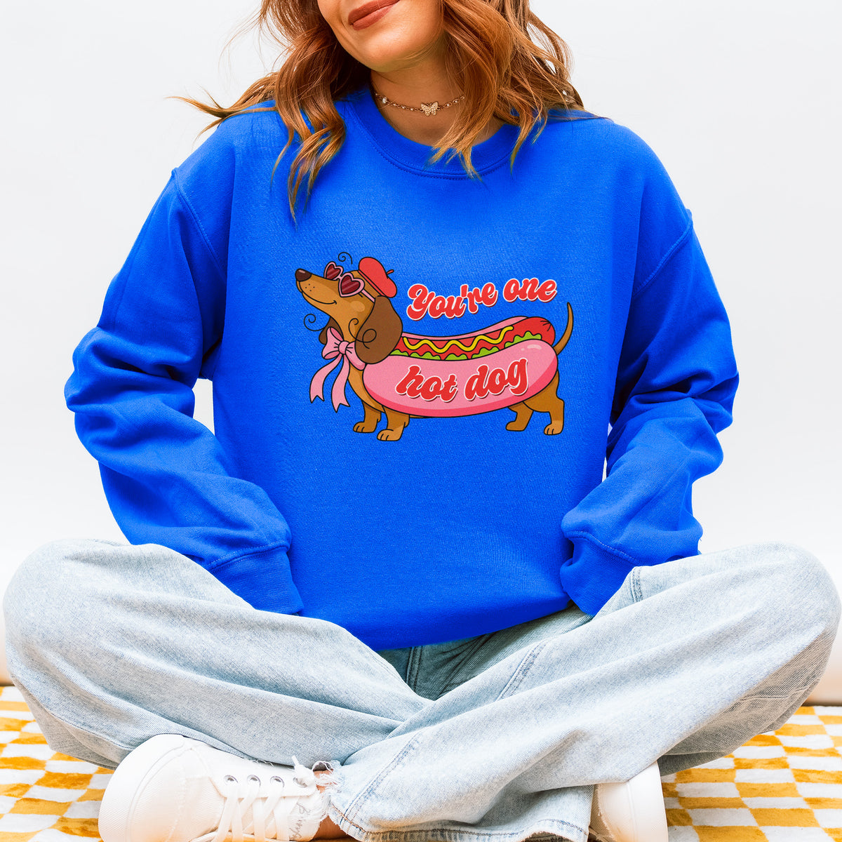 You Are One Hot Dog Dachshund Valentine Sweatshirt
