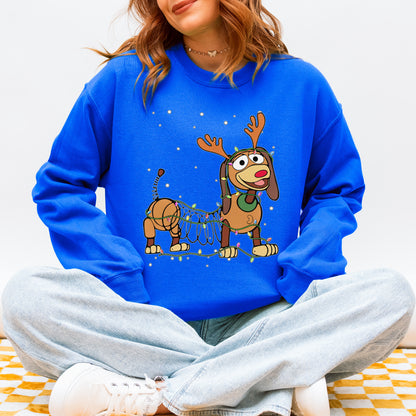 Reindeer Lights Dachshund Christmas Sweatshirt – String Lights Pup