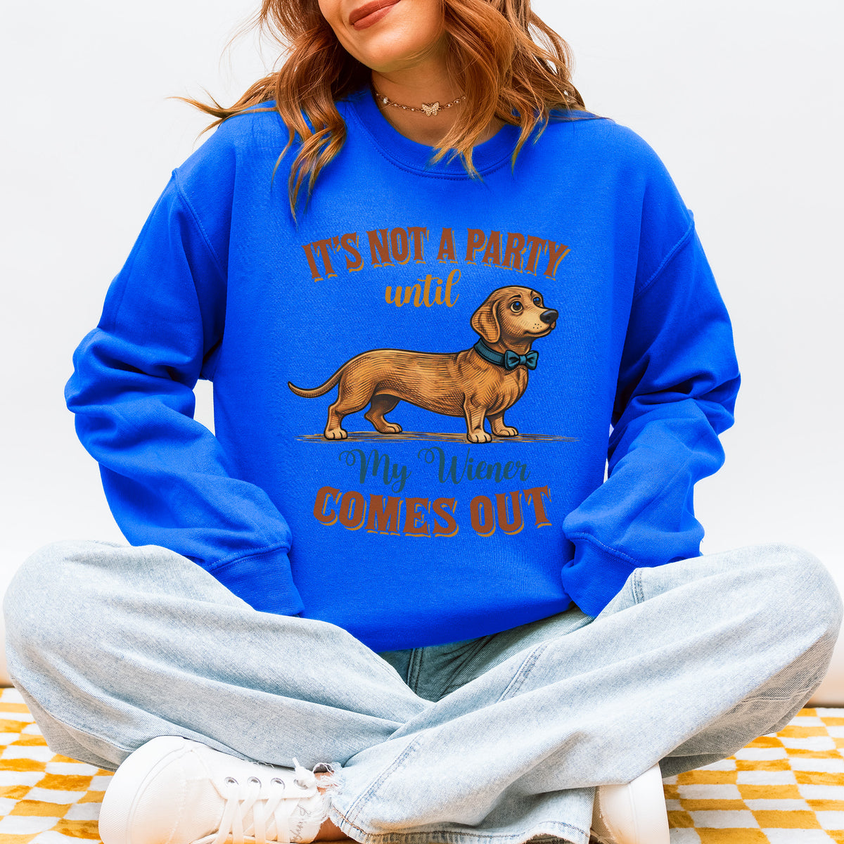 Funny Dachshund Sweatshirt Party Wiener Dog Humor Gift
