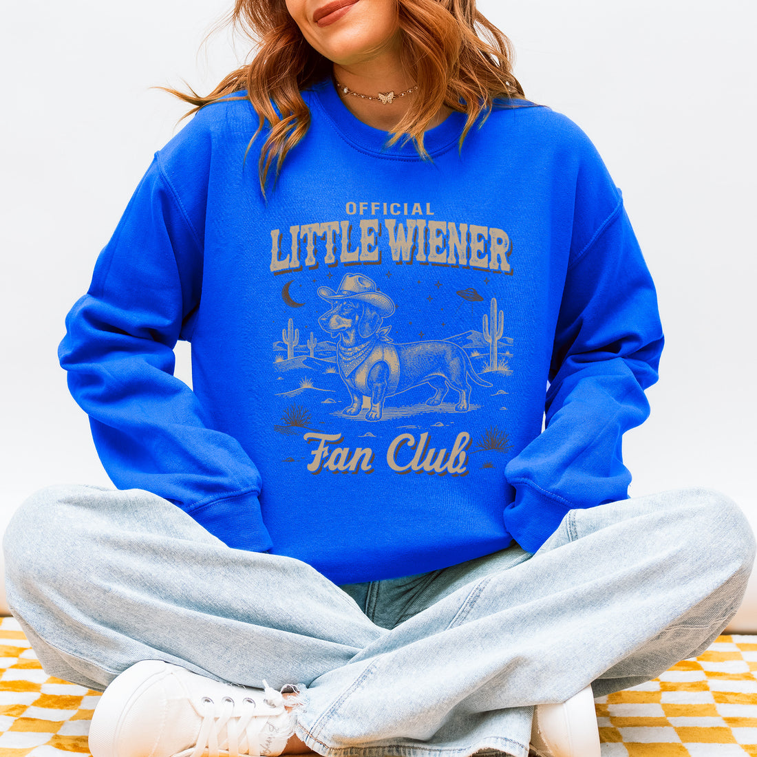Little Wiener Fan Club Sweatshirt – Funny Dachshund Pullover for Dog Lovers, Vintage Wiener Dog Gift