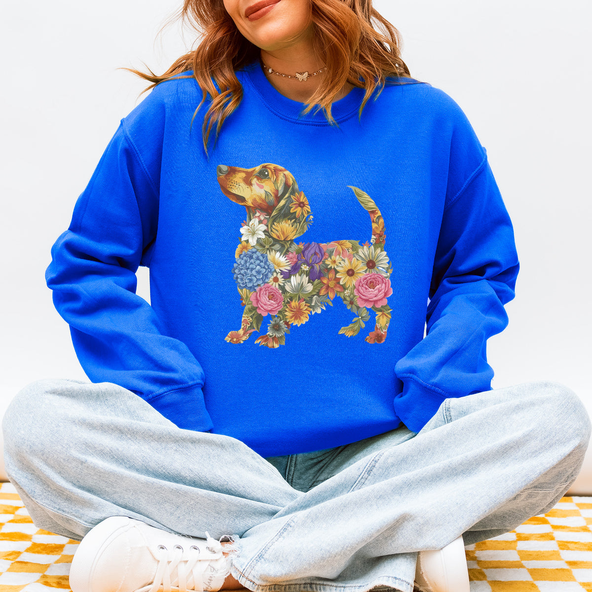 Floral Dachshund Sweatshirt - Cute Dog Mom Gift for Dachshund Lovers