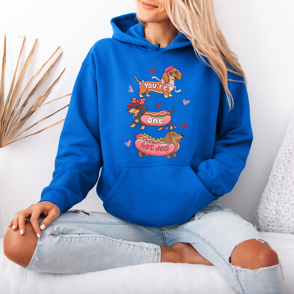 Cute Hot Dog Dachshund Valentine Hoodie