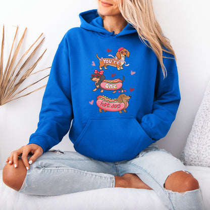 Cute Hot Dog Dachshund Valentine Hoodie