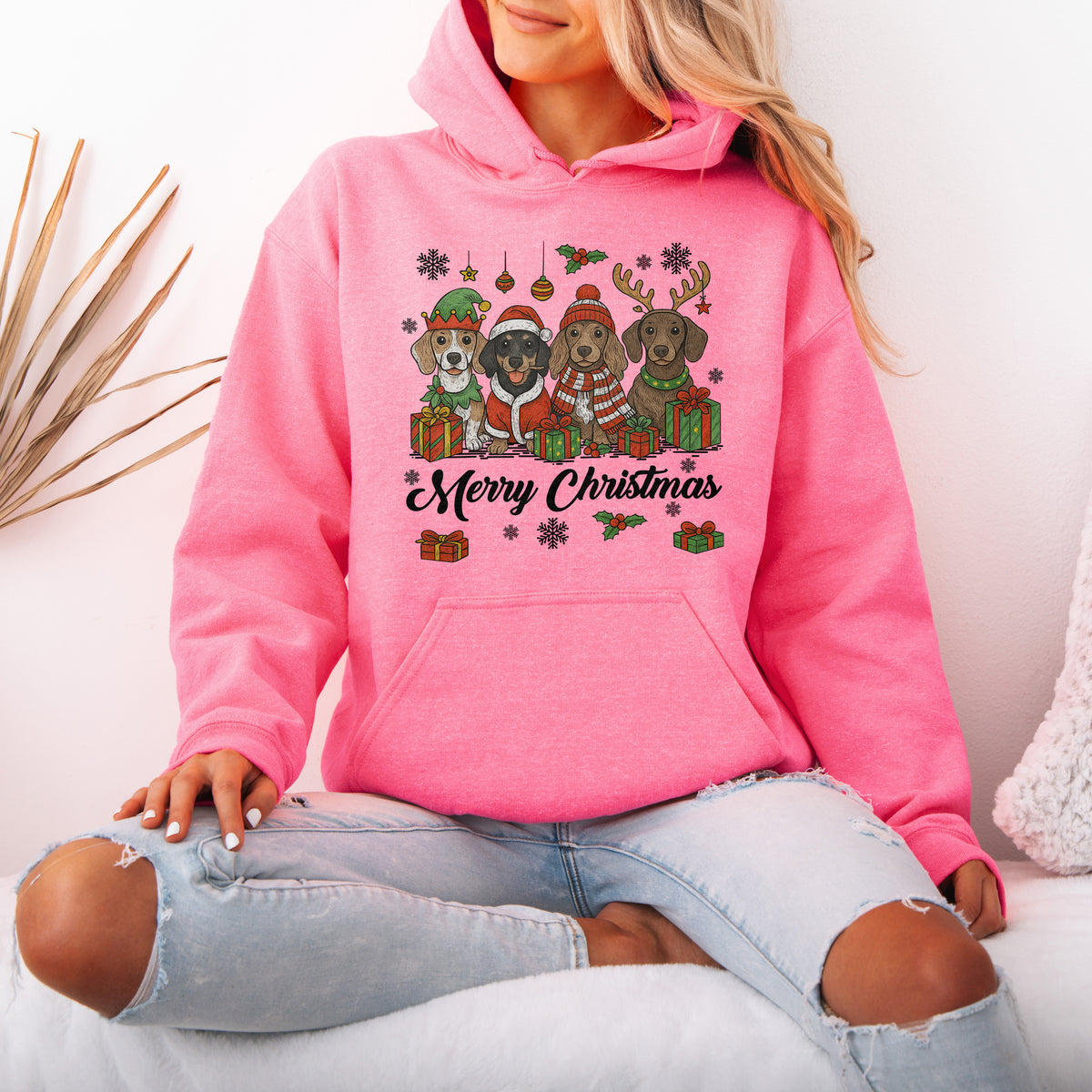 Merry Christmas Dachshund Hoodie – Cute Holiday Puppies Gift