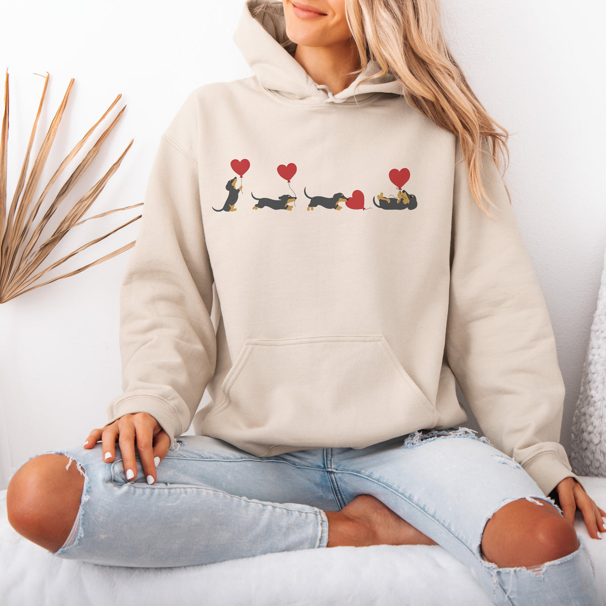 Dachshund With Heart Balloons Hoodie
