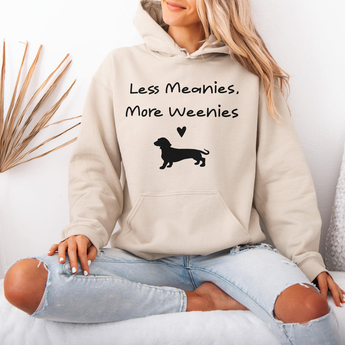 Funny Dachshund Hoodie Less Meanies More Weenies Gift