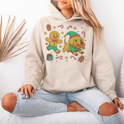 Elf Gingerbread Dachshund Christmas Hoodie