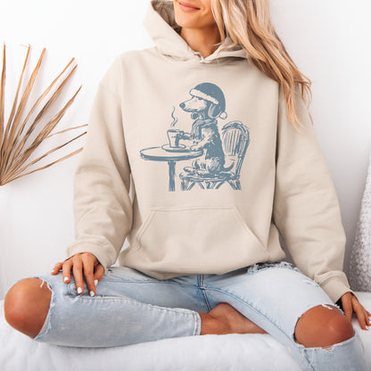 Vintage Dachshund Shirt Funny French Coffee Dog Hoodie
