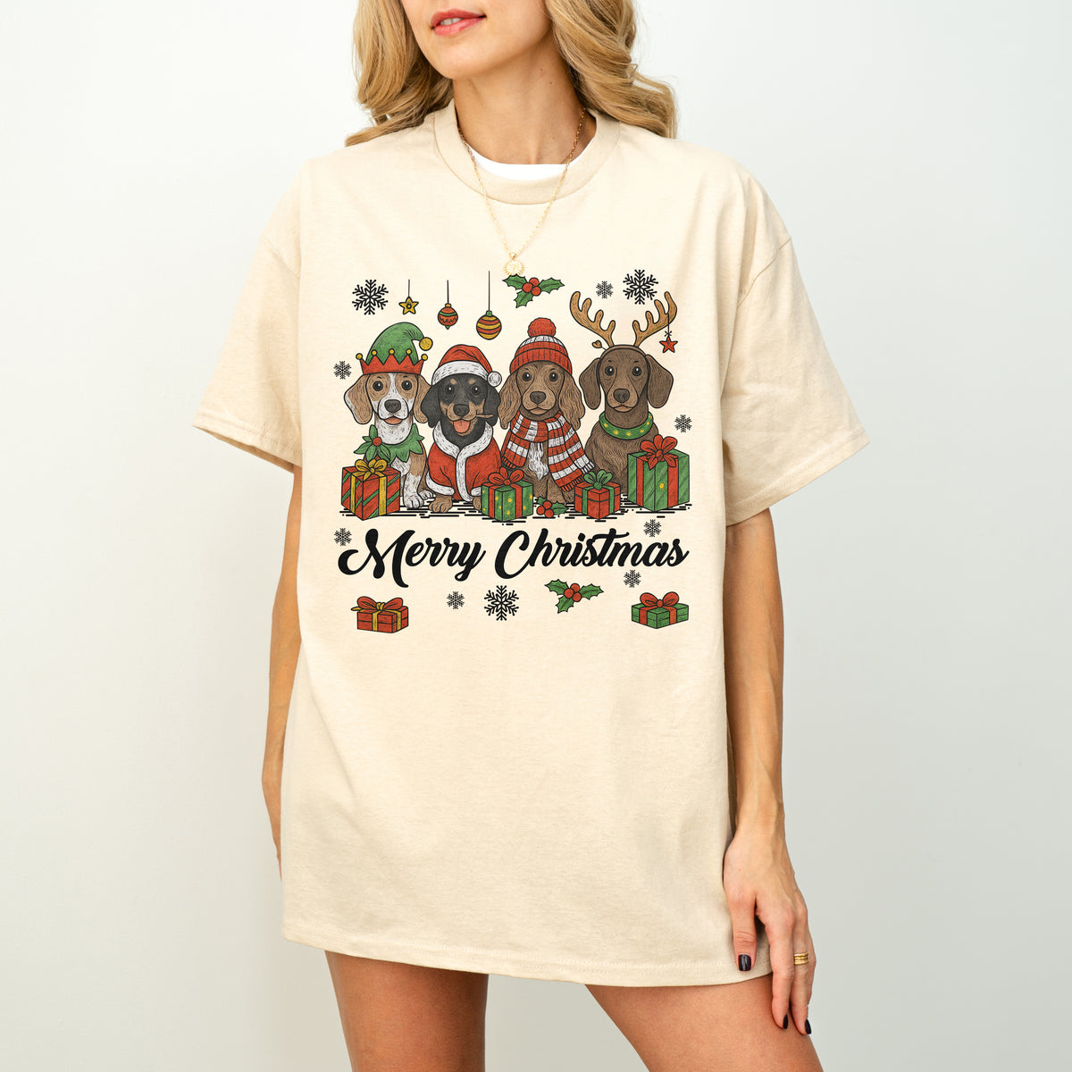 Merry Christmas Dachshund Shirt – Cute Holiday Puppies Gift