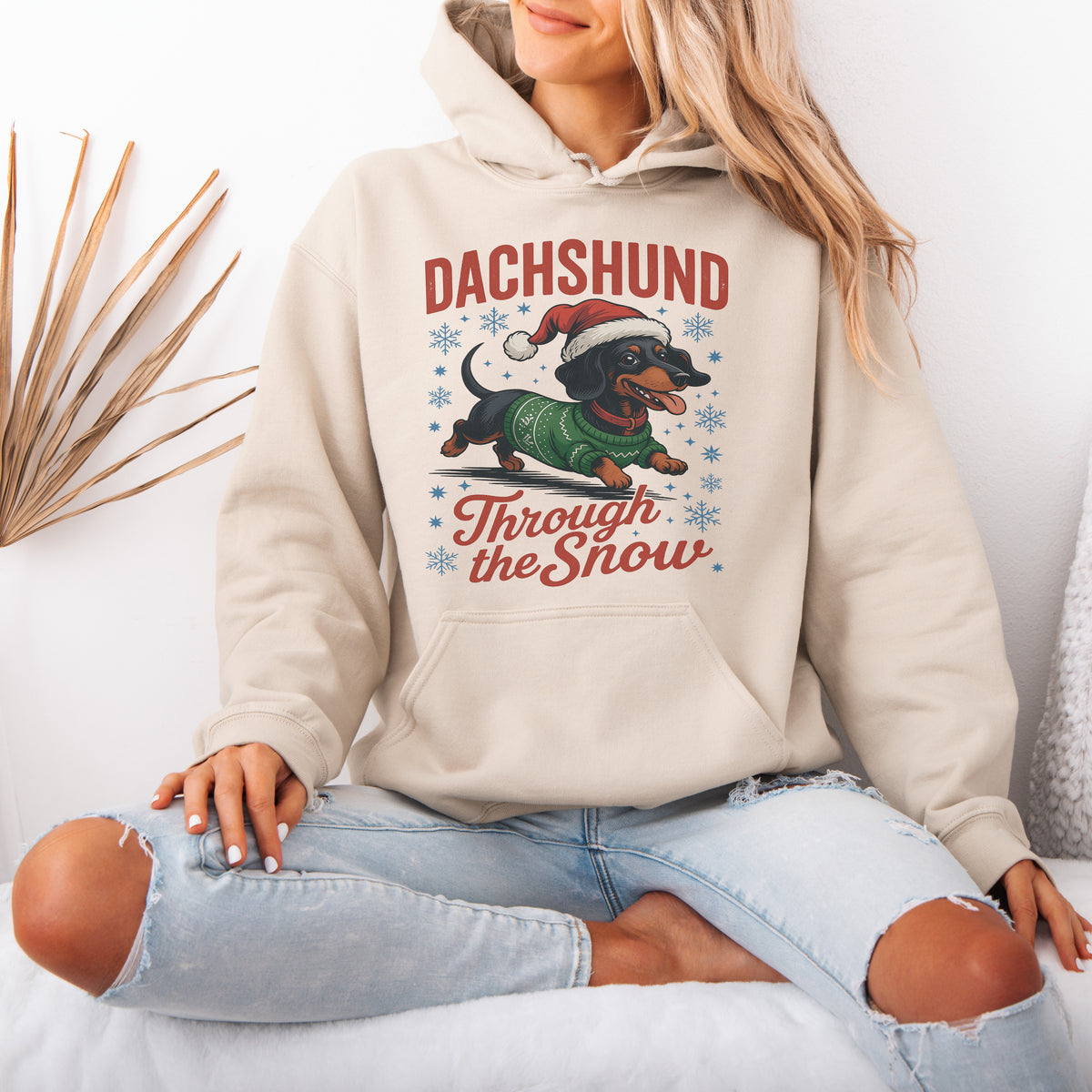 Dachshund Through the Snow Hoodie – Funny Christmas Doxie
