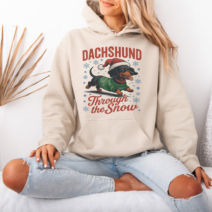Dachshund Through the Snow Hoodie – Funny Christmas Doxie