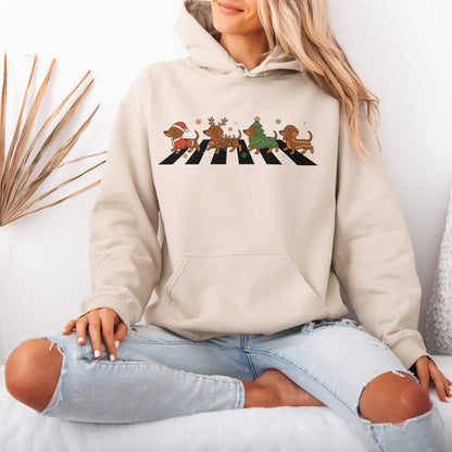 Abbey Road Dachshund Christmas Hoodie