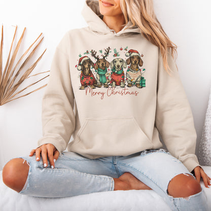Merry Christmas Dachshund Dog Cute Christmas Puppy Hoodie
