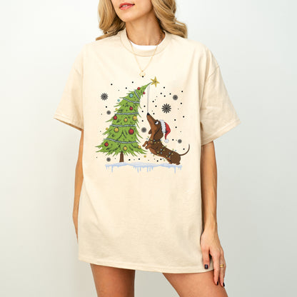Dachshund Reaching for the Star Christmas Shirt