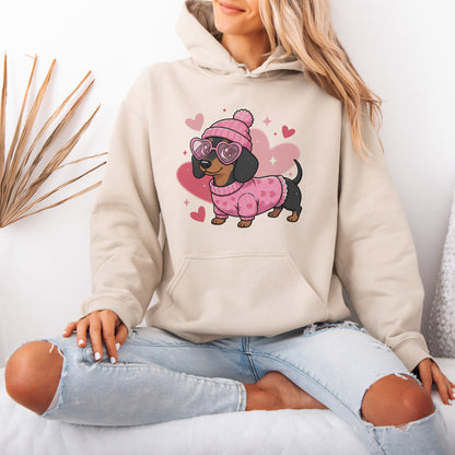Cute Valentine Dachshund Dog Mom Hoodie