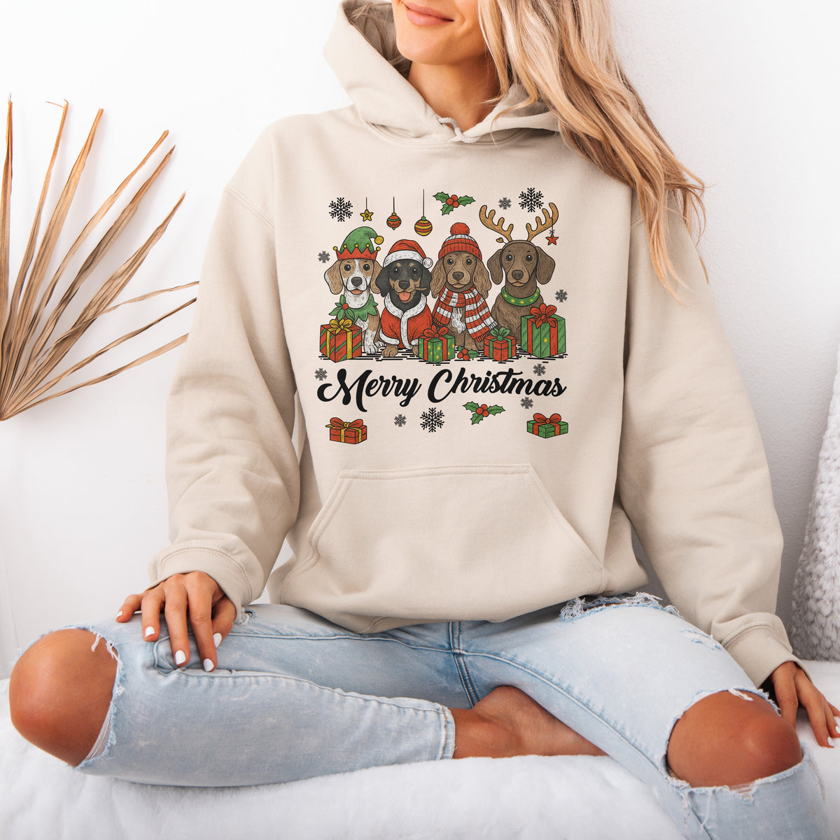 Merry Christmas Dachshund Hoodie – Cute Holiday Puppies Gift