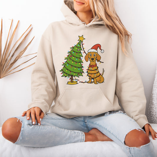 Sausage Dog Christmas Lights Dachshund Hoodie – Holiday Gift