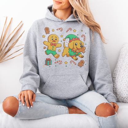Elf Gingerbread Dachshund Christmas Hoodie