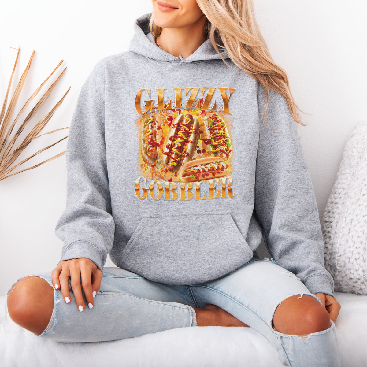 Glizzy Gobbler Hoodie Funny Hot Dog Meme Gift for Food Lovers
