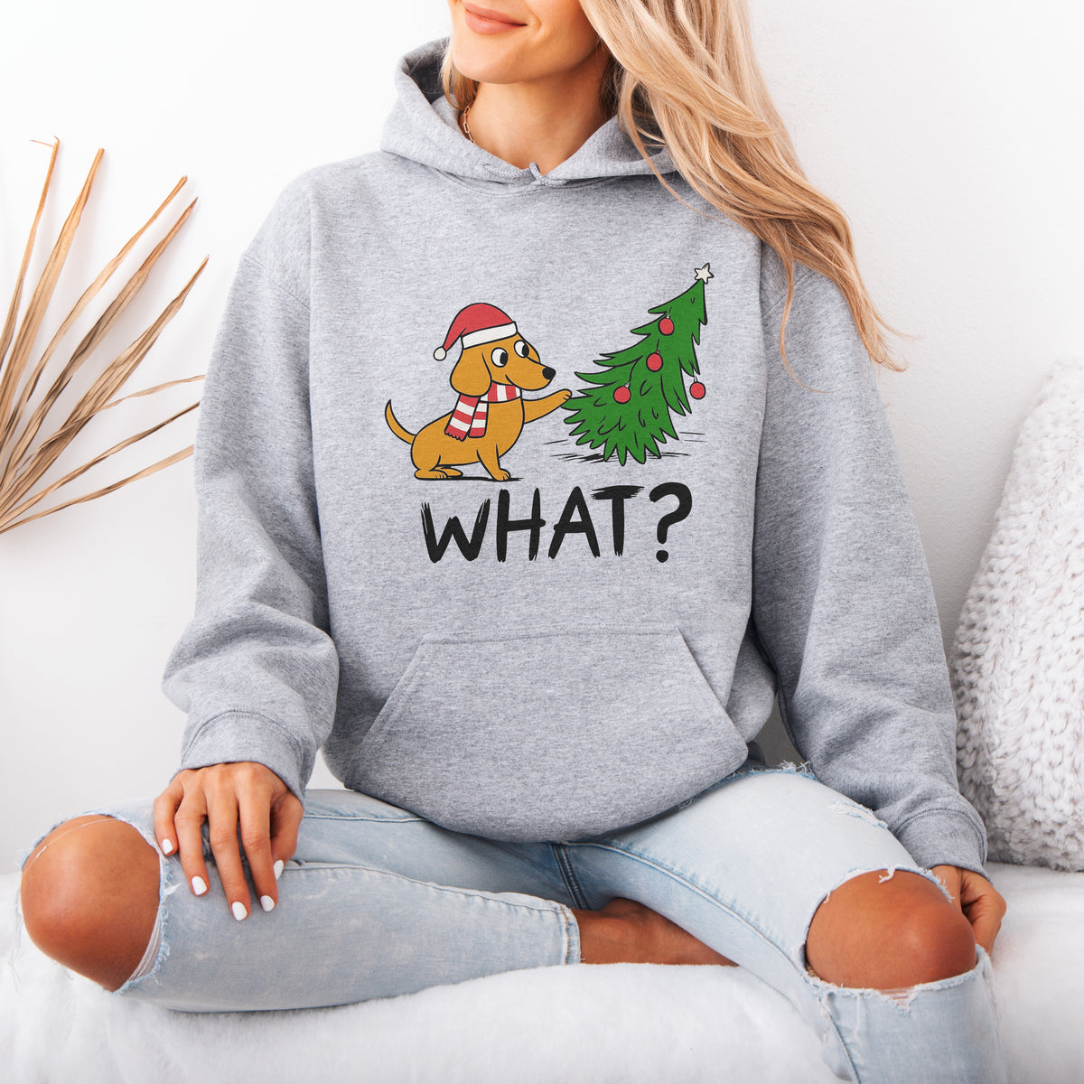 Funny What? Dachshund Christmas Hoodie