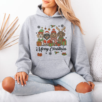 Merry Christmas Dachshund Hoodie – Cute Holiday Puppies Gift