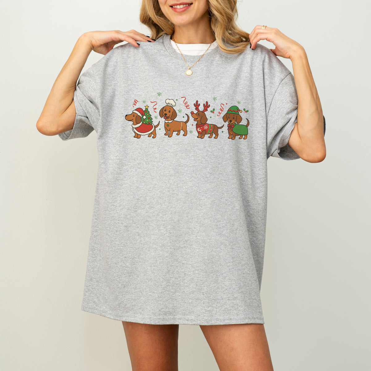 Funny Christmas Dachshund Dog Cute Puppy Holiday Tee
