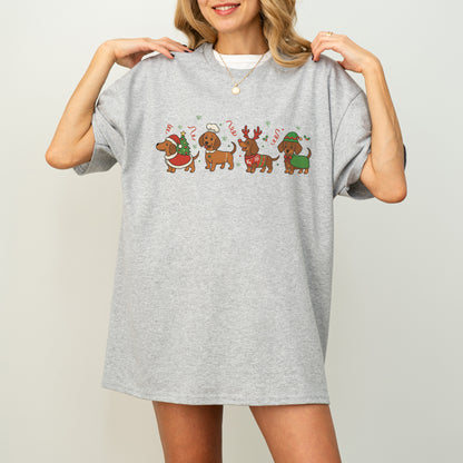 Funny Christmas Dachshund Dog Cute Puppy Holiday Tee