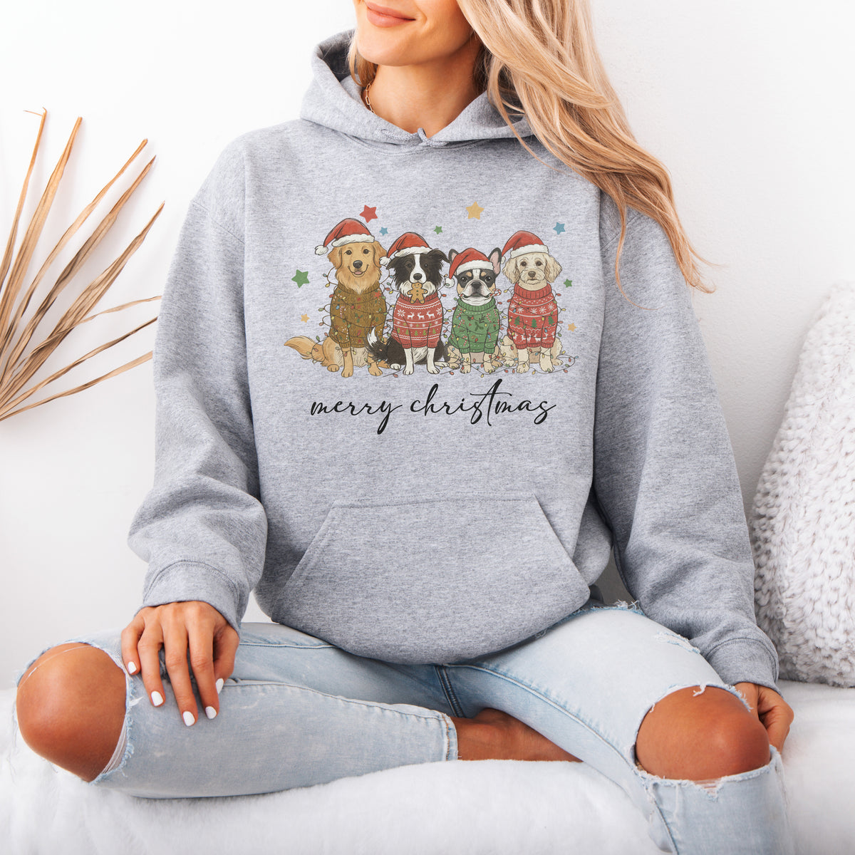 Merry Christmas Dogs Hoodie – Cute Holiday Puppy Dog Lover Gift