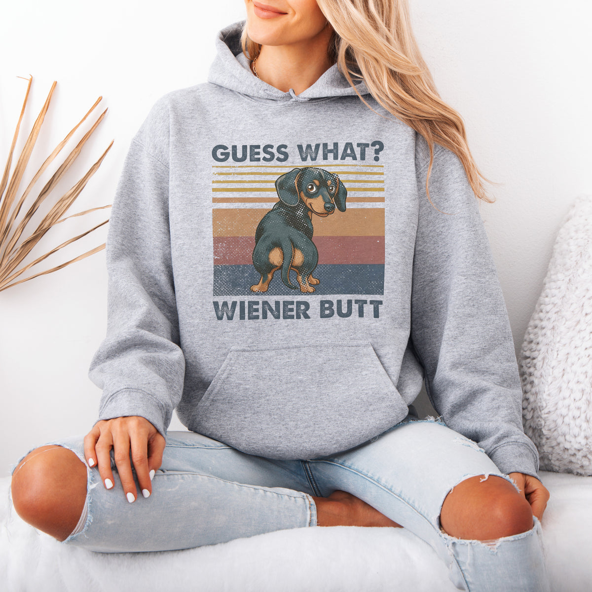 Guess What Wiener Butt Dachshund Hoodie Cute Doxie Gift
