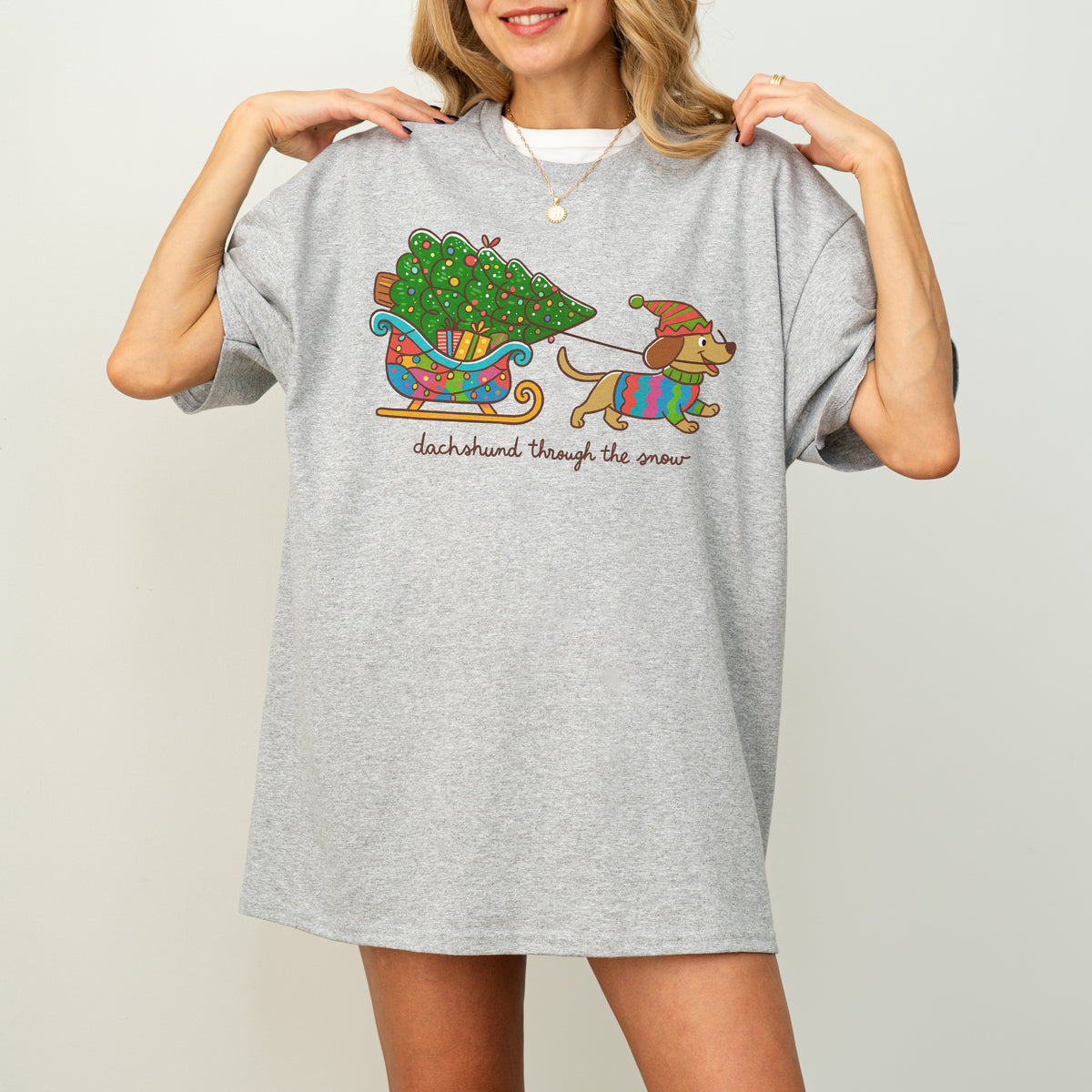 Dachshund Through the Snow Christmas Shirt – Tree Sleigh