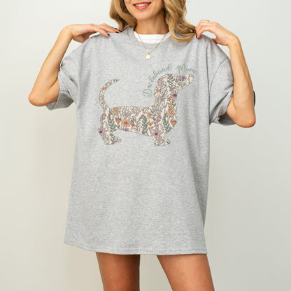 Personalized Dachshund Dog Mama T-Shirt – Custom Floral Dog Mom