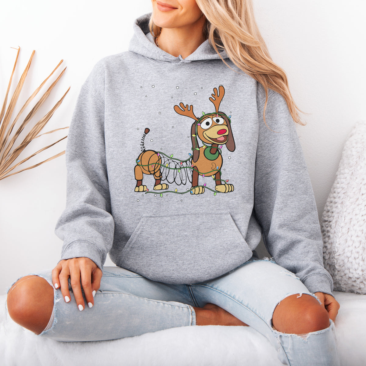 Reindeer Lights Dachshund Christmas Hoodie – String Lights Pup