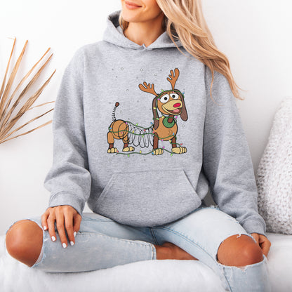 Reindeer Lights Dachshund Christmas Hoodie – String Lights Pup