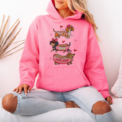 Cute Hot Dog Dachshund Valentine Hoodie