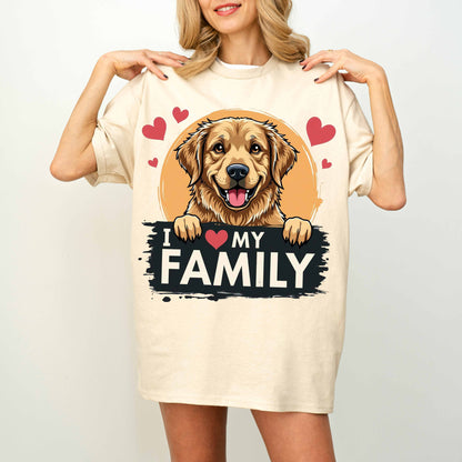 I Love My Family Golden Retriever Dog T-Shirt