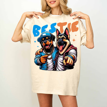 Bestie Funny Dog T-Shirt German Shepherd and Rottweiler