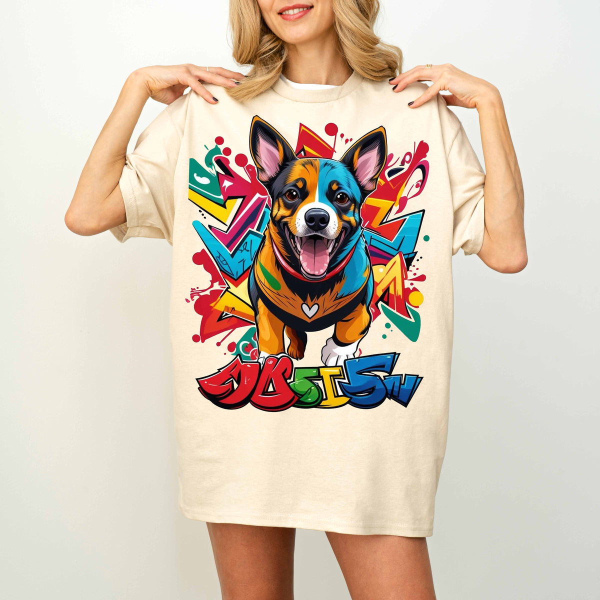 Colorful Graffiti Funny Dog T-Shirt